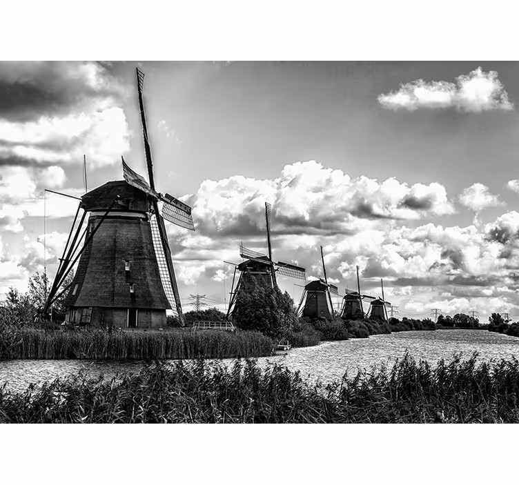 Fotomurale Amsterdam iconici mulini a vento olandesi - TenStickers