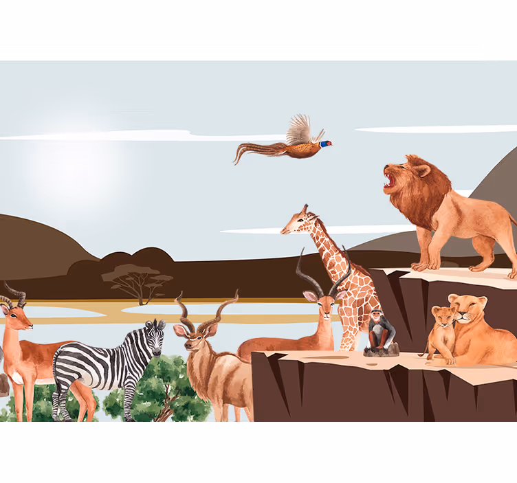 Fotomurale animali incontro di fauna maestosa - TenStickers