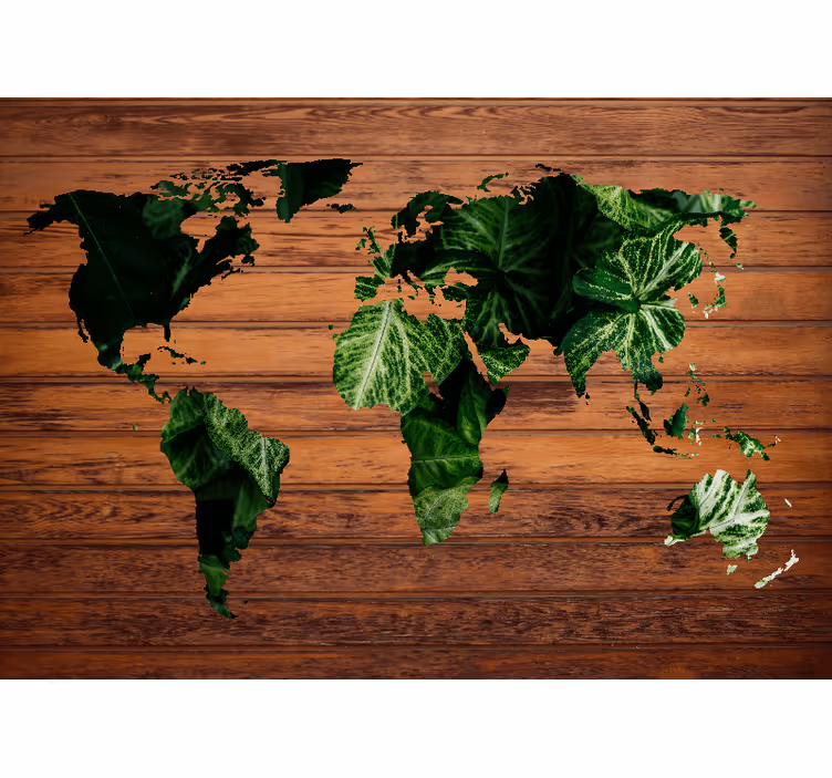 Fotomurale mappamondo la mappa del mondo lascia - TenStickers