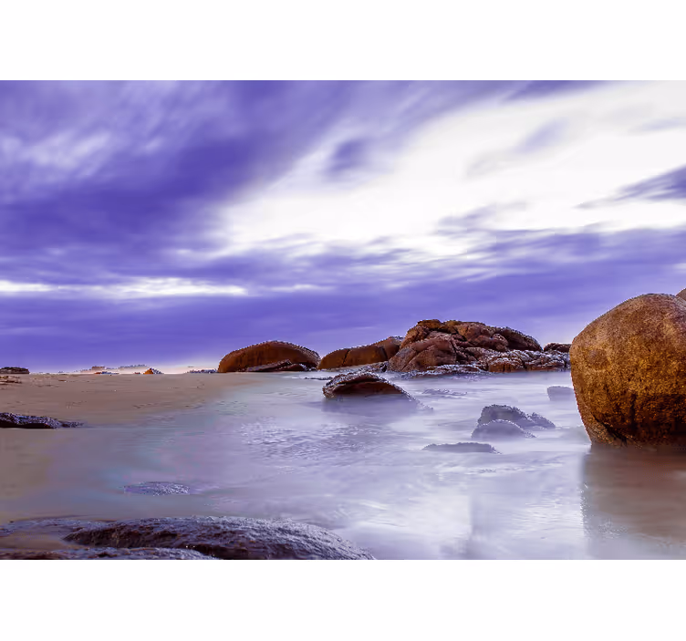 Fotomurale montagna paesaggio spiaggia rocciosa - TenStickers