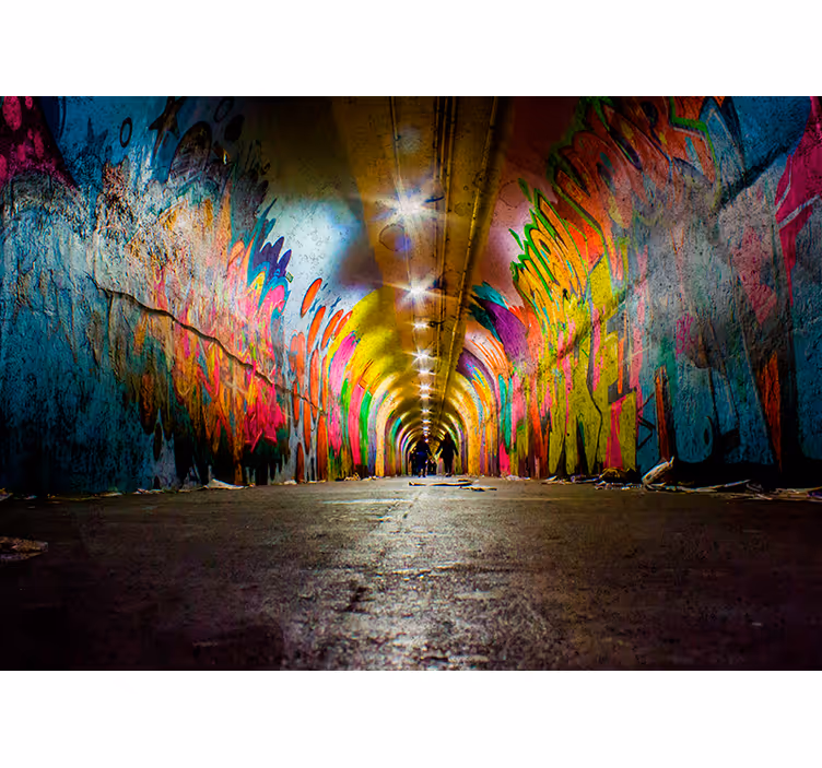 Fotomurale arte urbana graffiti tunnel vivaci - TenStickers
