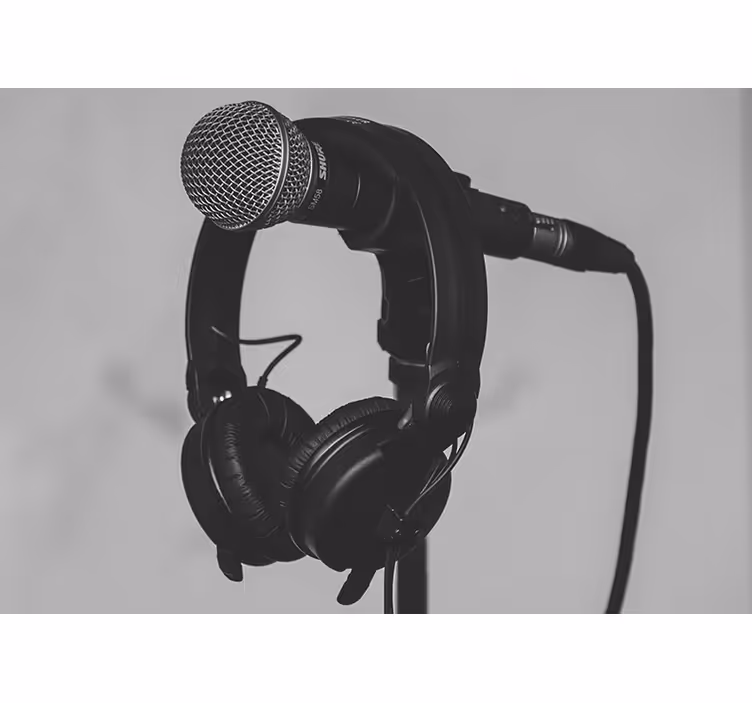 Fotomurale musicale microfono e cuffie - TenStickers