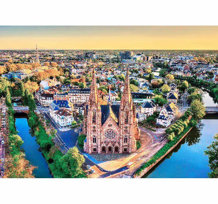 Fotomurale città vista aerea della cattedrale - TenStickers