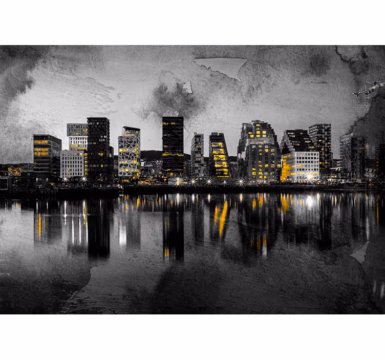 Fotomurale città riflesso dello skyline moderno - TenStickers
