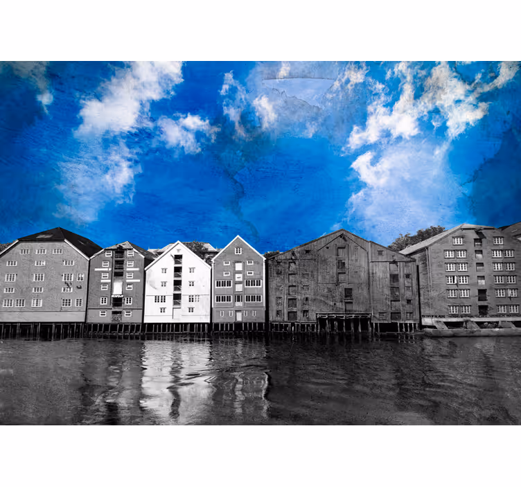 Fotomurale città case sul lungomare di nora - TenStickers