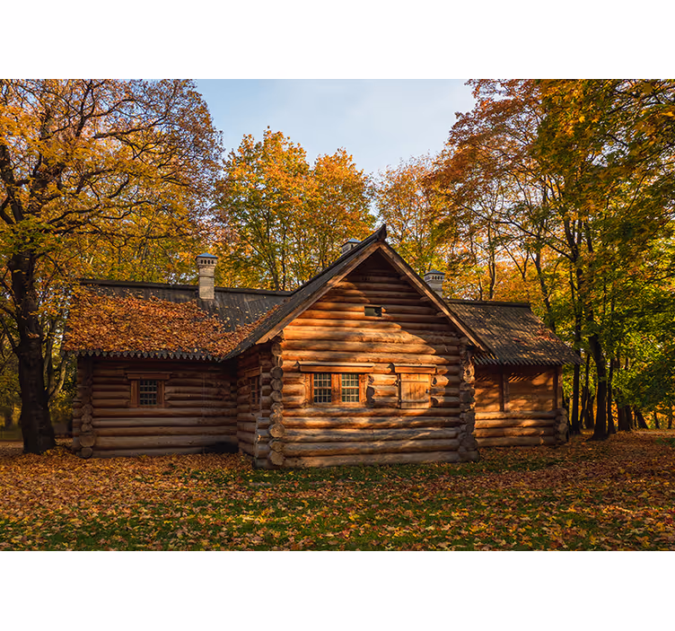 Fotomurale paesaggi baita autunnale - TenStickers