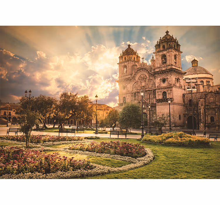 Fotomurale città cattedrale di cusco al tramonto - TenStickers