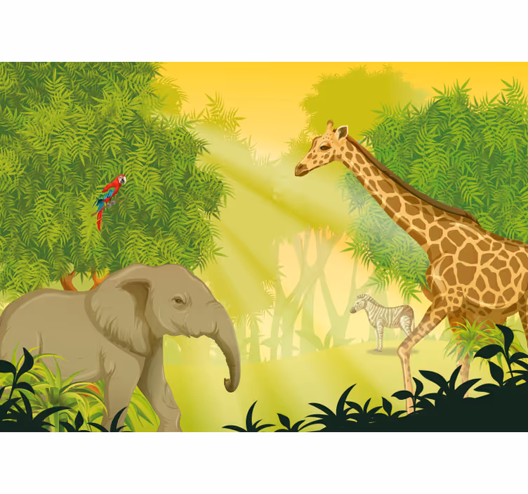 Fotomurale animali scena safari nella savanna - TenStickers