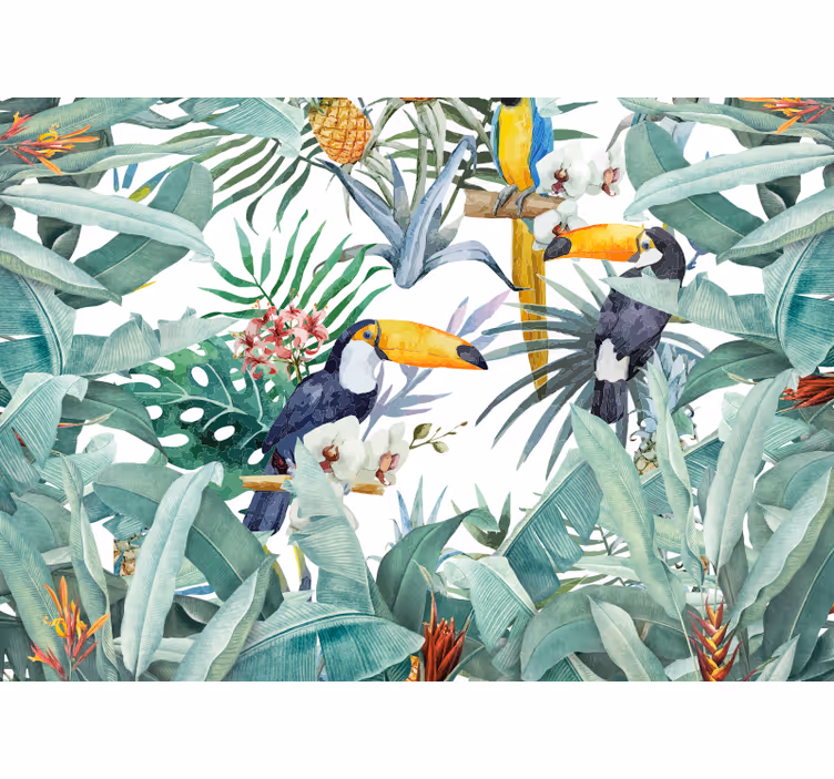 Fotomurale animali tucani tra il fogliame - TenStickers