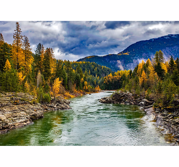 Fotomurale paesaggi fiume di montagna panoramico - TenStickers