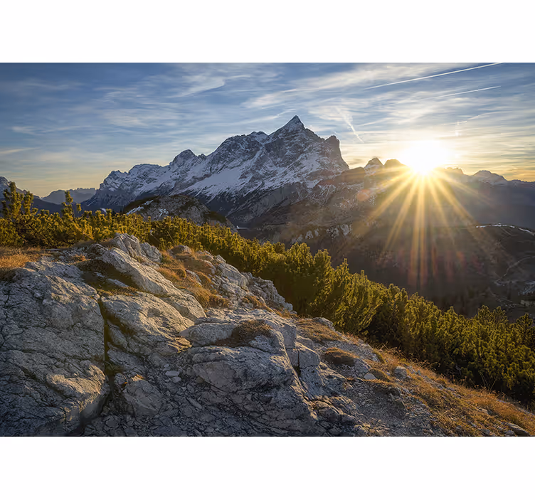 Fotomurale montagna vette maestose all'alba - TenStickers