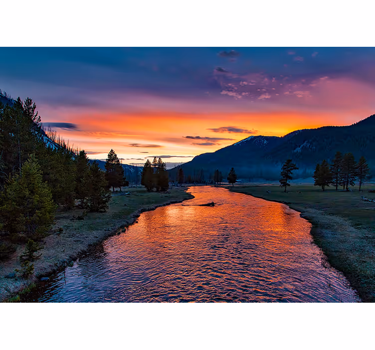 Fotomurale paesaggi vista sul fiume al tramonto - TenStickers