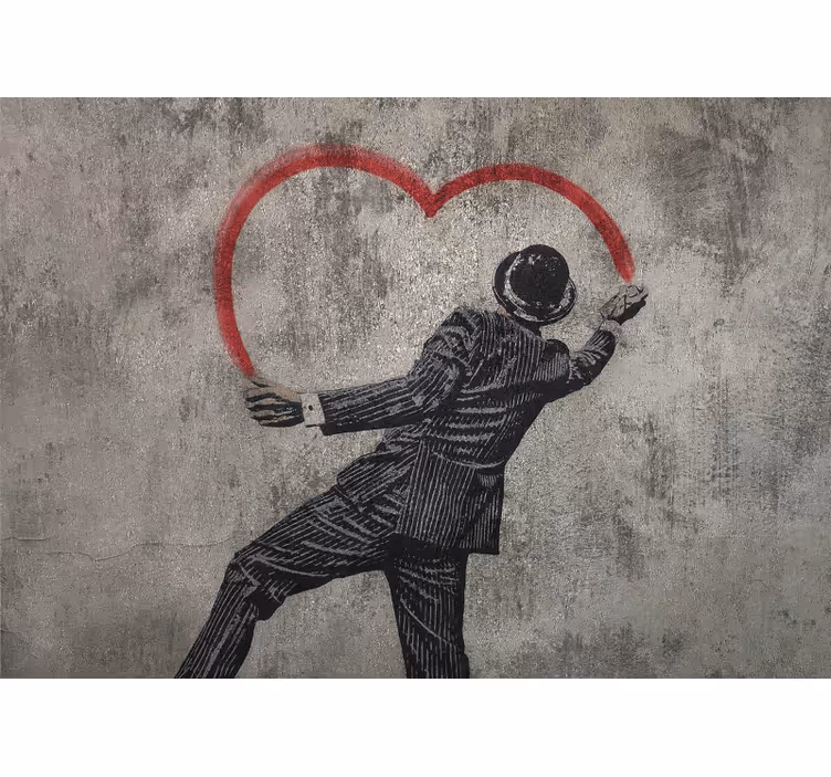 Fotomurale amore disegno di gentiluomo con cuore - TenStickers