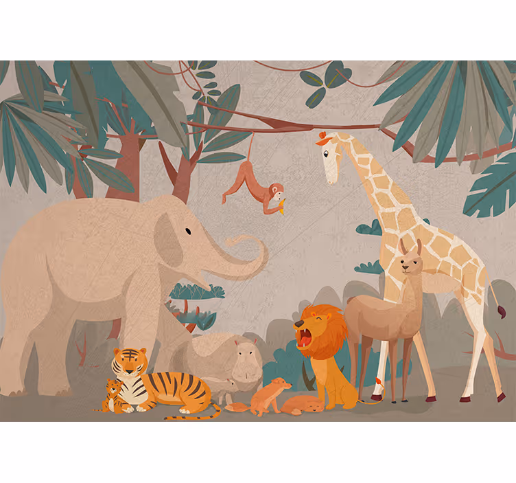 Fotomurale animali raduno di animali safari - TenStickers
