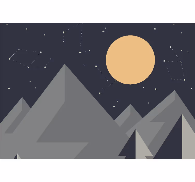 Fotomurale spaziale picchi di montagna illuminati dalla luna - TenStickers