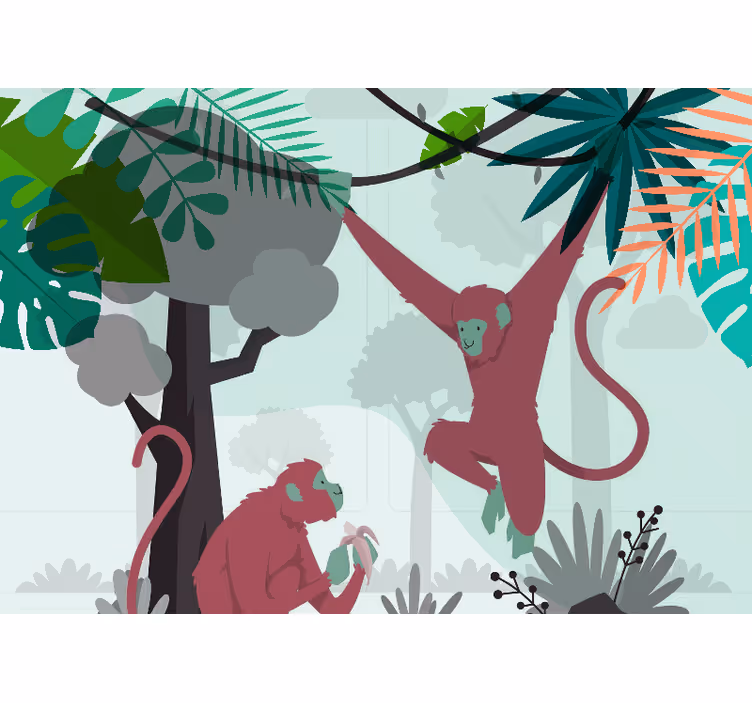 Fotomurale animali scimmie che dondolano giocano - TenStickers