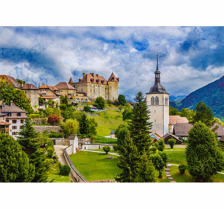 Fotomurale città paesaggio di castello incantevole - TenStickers