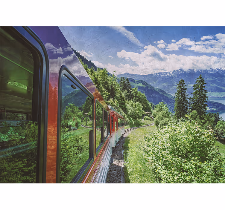 Fotomurale paesaggi viaggio in ferrovia montano - TenStickers