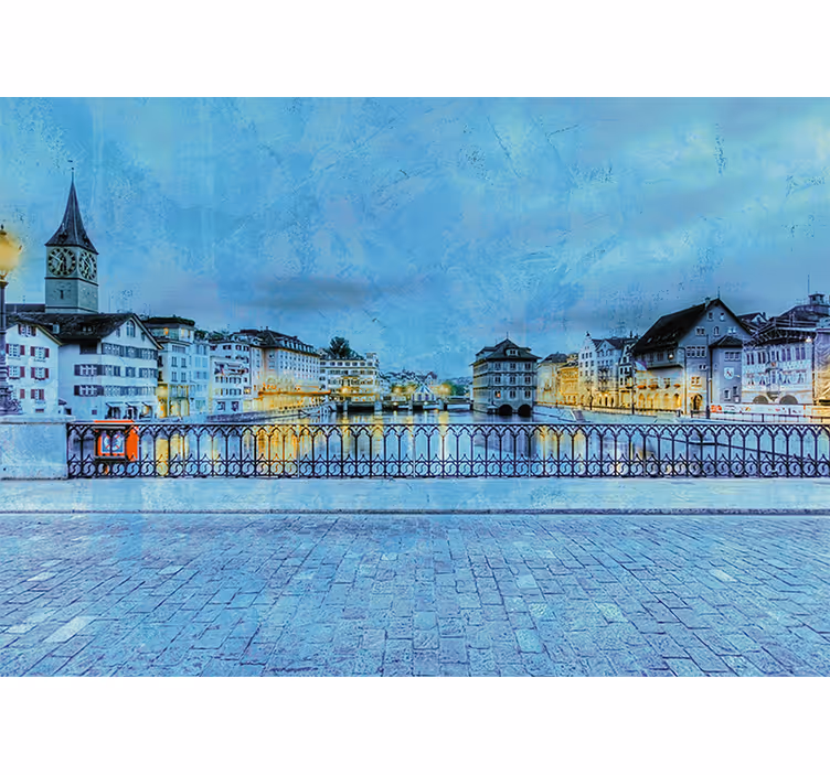 Fotomurale città vista sul fiume di zurigo - TenStickers