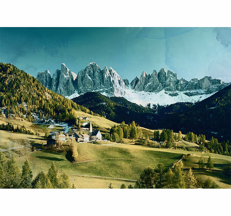 Fotomurale paesaggi villaggio di montagna - TenStickers