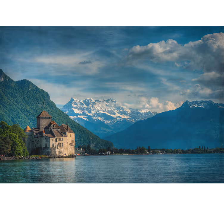 Fotomurale paesaggi vista castello montano - TenStickers