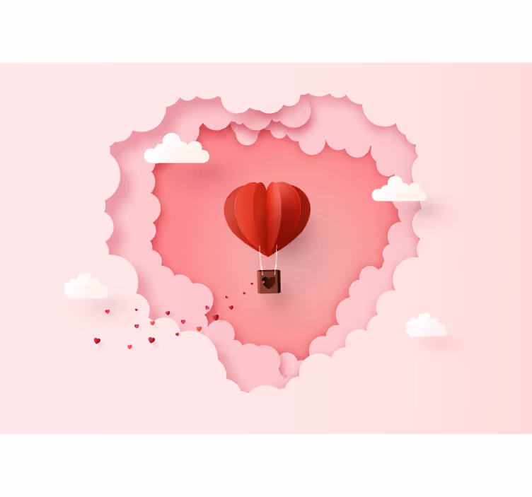Fotomurale amore pallone aerostatico a cuore - TenStickers