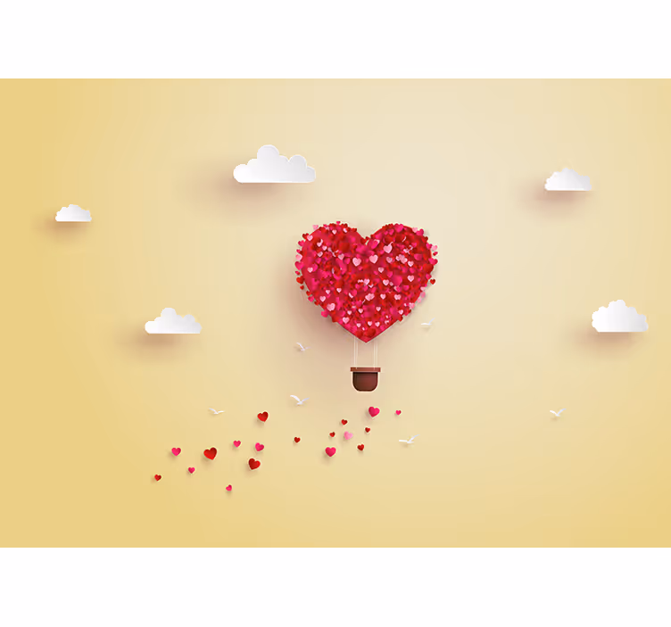 Fotomurale amore avventura con palloni cuore - TenStickers