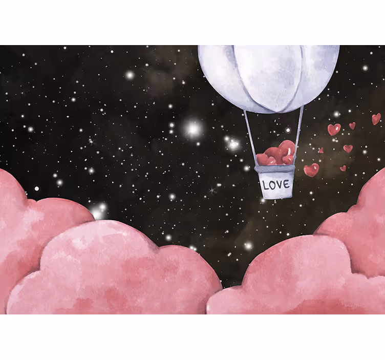 Fotomurale amore viaggio con palloncini a cuore - TenStickers