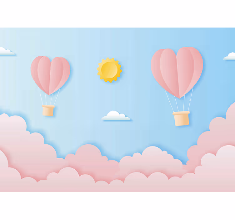 Fotomurale amore palloncini a forma di cuore - TenStickers