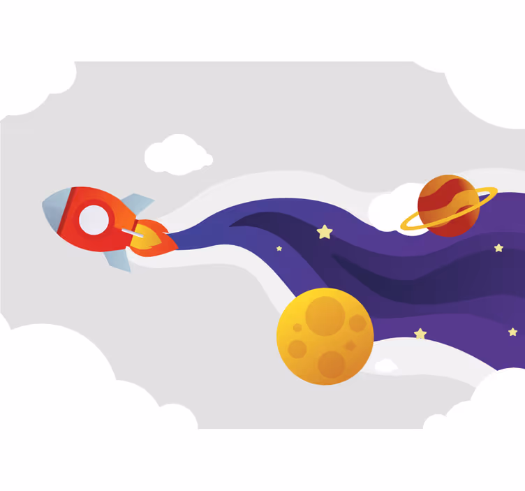 Fotomurale fantasia astronavi e corpi celesti - TenStickers