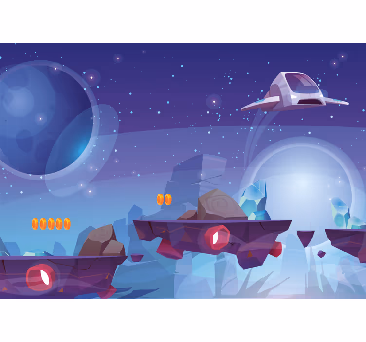 Fotomurale fantasia scena avventura spaziale - TenStickers
