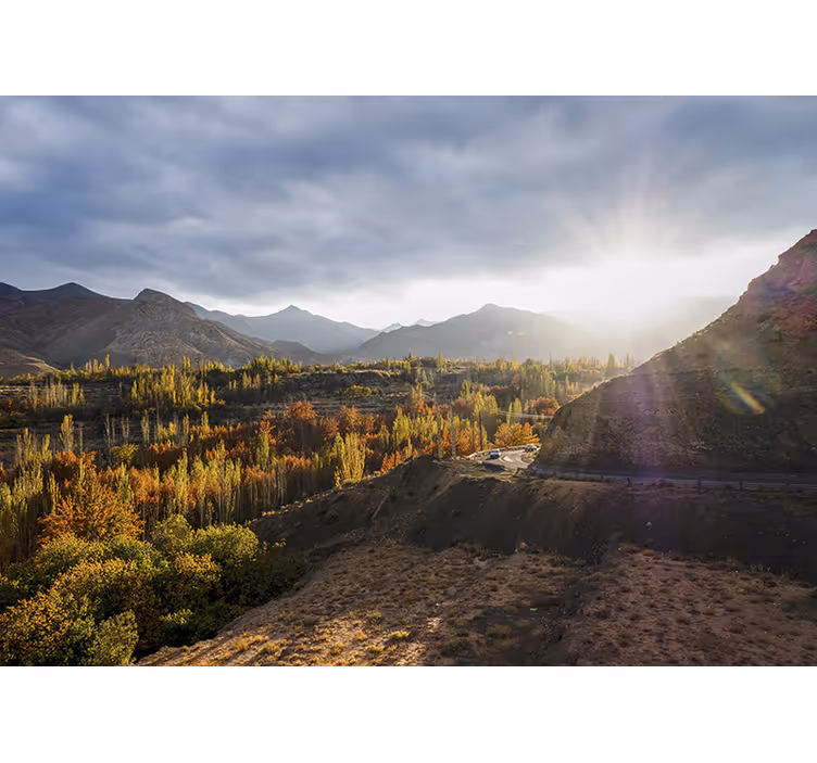 Fotomurale paesaggi scena autunnale montana - TenStickers