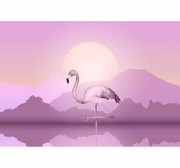 Fotomurale animali silhouette di fenicottero elegante - TenStickers