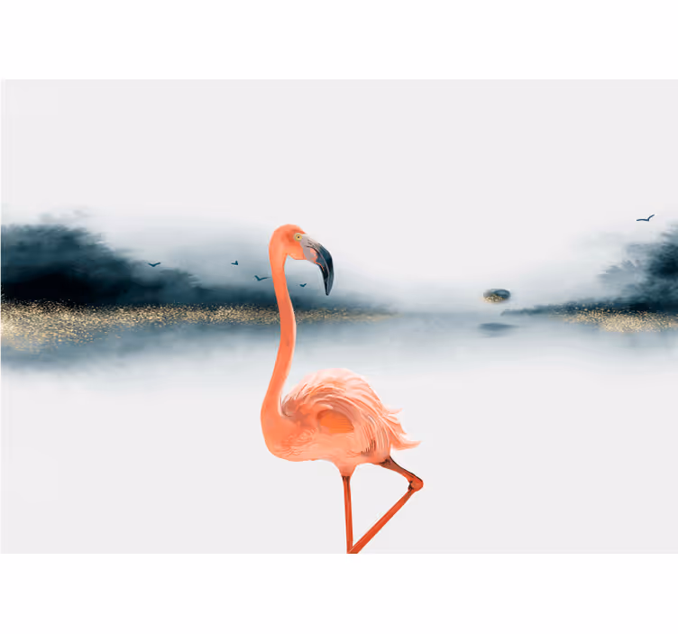 Fotomurale animali posa elegante di fenicottero - TenStickers