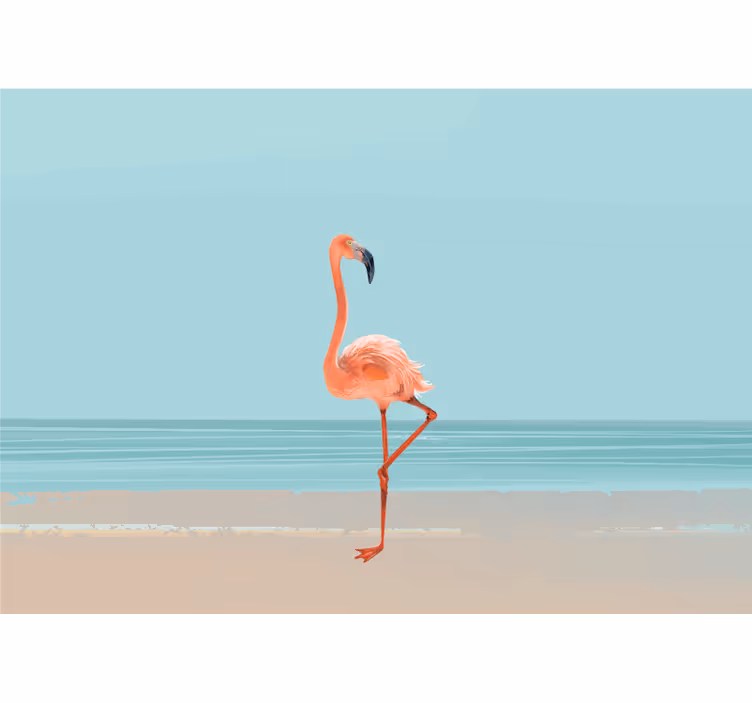 Fotomurale mare fenicottero sulla spiaggia - TenStickers