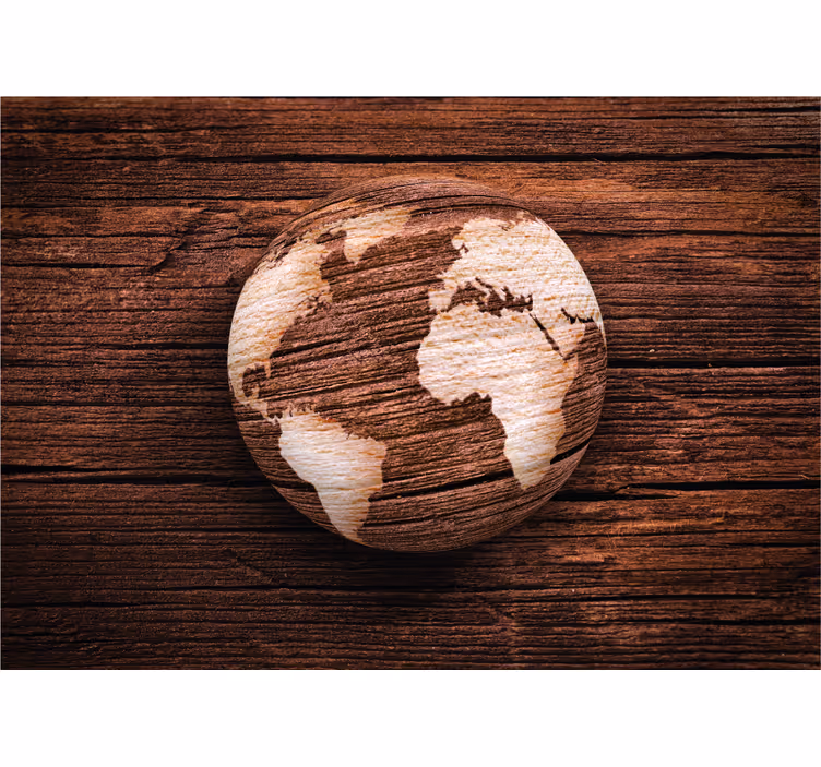 Fotomurale mappamondo struttura in legno - TenStickers