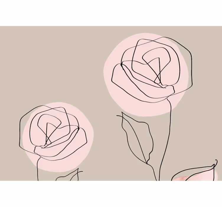 Fotomurale fiori rose in line art - TenStickers