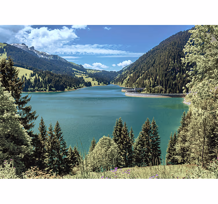 Fotomurale paesaggi lago montano tranquillo - TenStickers