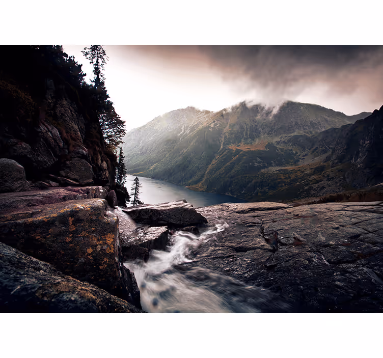 Fotomurale paesaggi vista lago panoramica in montagna - TenStickers