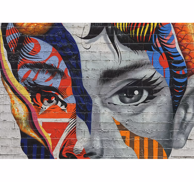 Fotomurale arte urbana volti urbani vibranti - TenStickers