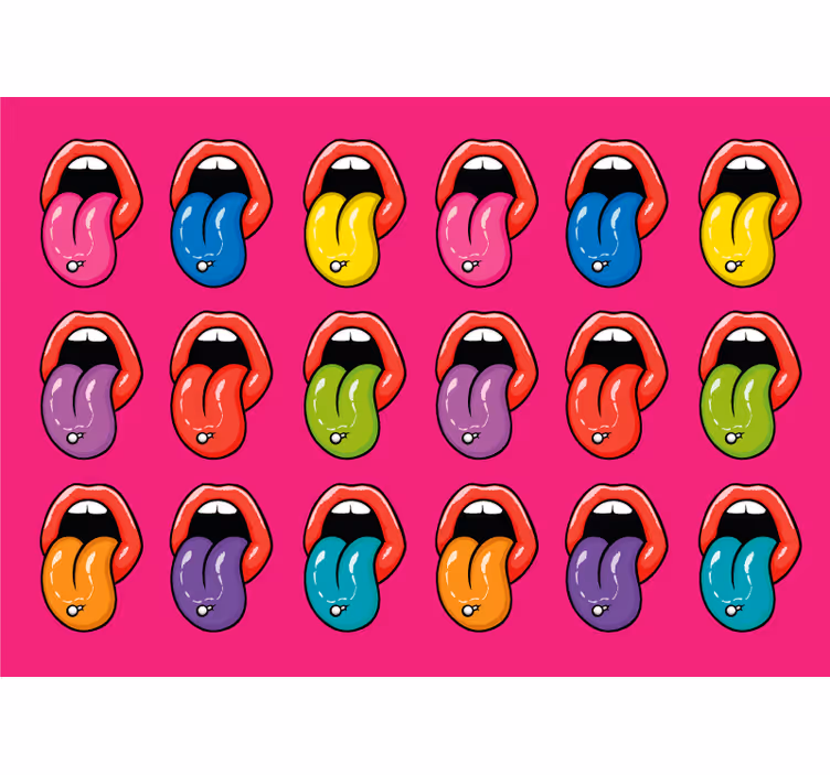 Fotomurale arte urbana espressioni colorate di lingua - TenStickers