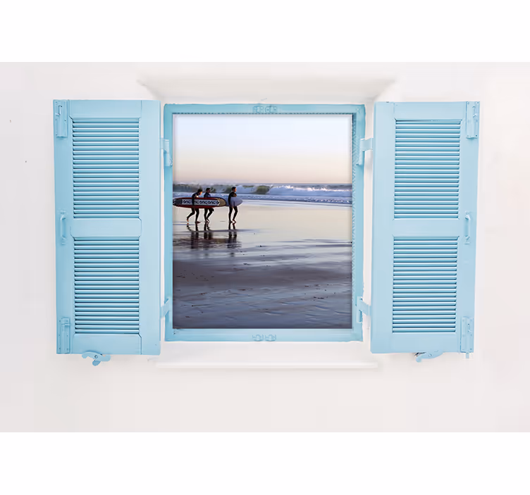 Fotomurale città scena di surf sulla spiaggia - TenStickers