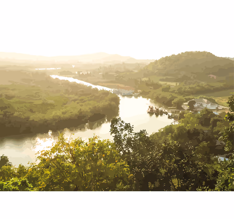 Fotomurale paesaggi vista serene sul fiume - TenStickers