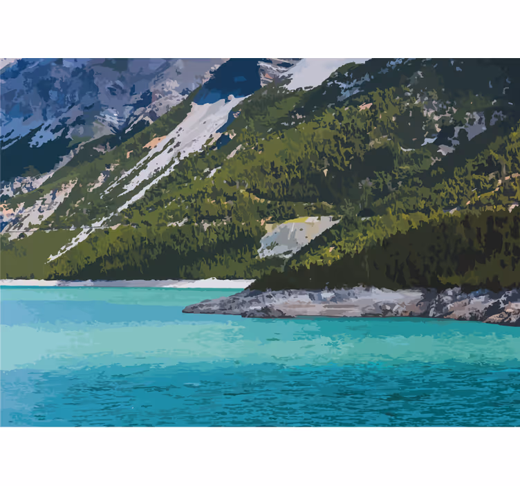 Fotomurale paesaggi lago montano di tranquillità - TenStickers