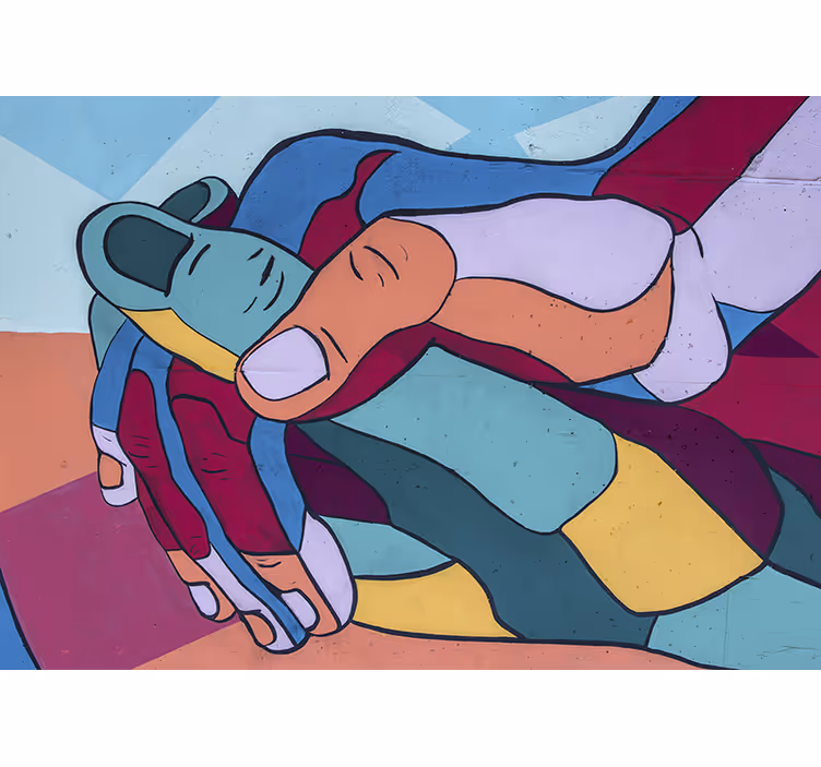 Fotomurale amore abbraccio di mani colorate - TenStickers