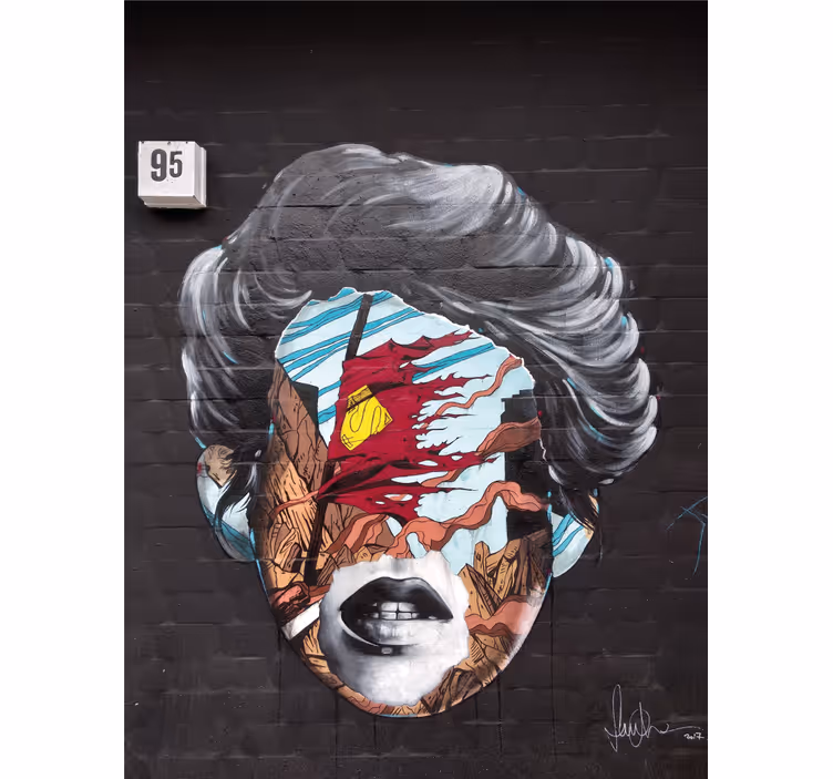Fotomurale arte urbana profilo umano frammentato - TenStickers
