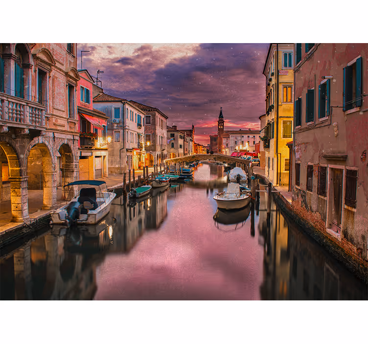 Fotomurale città prospettiva deliziosa di un canale - TenStickers
