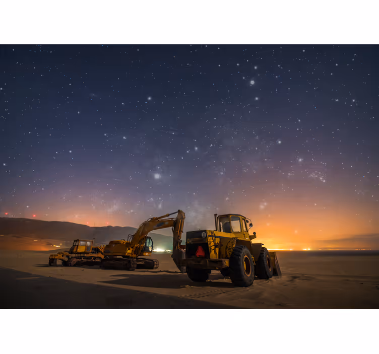 Fotomurale veicoli attrezzature da costruzione notte - TenStickers