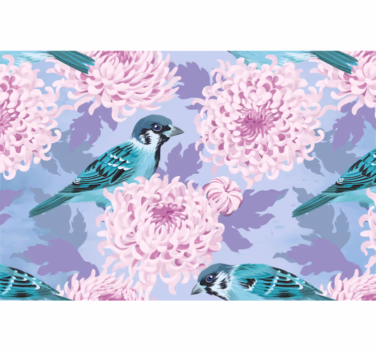 Fotomurale fiori fioriture dell'uccello blu - TenStickers
