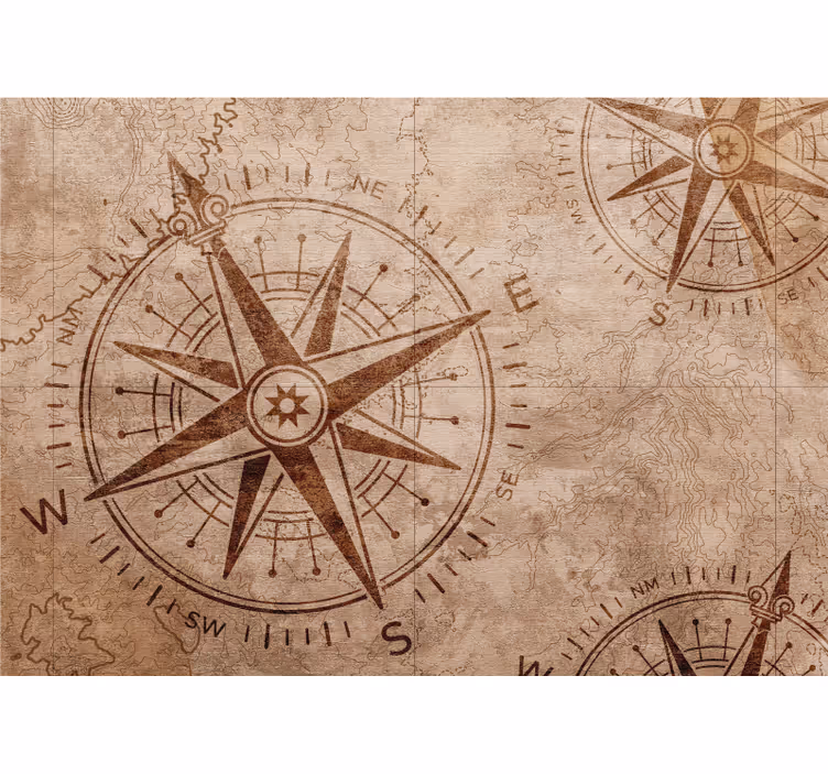 Fotomurale mappamondo rosa dei venti nautica - TenStickers